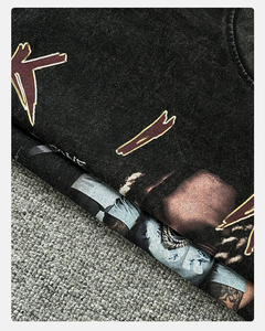 Logo personnalisé des fabricants sérigraphié graphique lourd 100% coton T Shirt col rond surdimensionné coupe ample T-Shirt pour hommes - Product Image 4