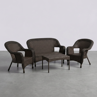 4-teiliges PE-Rattan Outdoor-Sitzgruppen-Set 2-Sitzer-Sofa 2 Sessel Couchtisch Terrassen-Korbmöbel Großhandel
