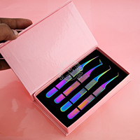 Pince à épiler pour extensions de cils en acier inoxydable, à pointe coudée à 90 degrés, pour volume et isolation, légère et non-lamellée – Meilleures ventes
