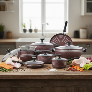 Modern Premium Non-Stick Cooking Set 20-Piece Aluminum & Stainless Steel Casserole <b>Pan</b> Forged Metal Cookware - Product Image 1