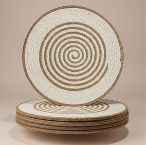 Set de table en jute et coton naturel tissé à la main de 14 pouces, fabriqué en Inde, contemporain, écologique, durable, pour la cuisine et la salle à manger - Product Image 1