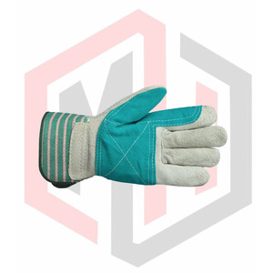 Guantes DE TRABAJO DE SEGURIDAD DE PALMA de cuero con espalda de algodón a rayas, transpirables, resistentes al desgarro, sin silicona, sin polvo, longitud personalizable - Product Image 6