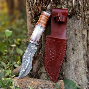 Cuchillo de Caza de Acero de Damasco Forjado a Mano con Mango de Madera para Supervivencia al Aire Libre, Camping, Pesca, Cuchillos de Caza con Hoja de Acero de Damasco - Product Image 2