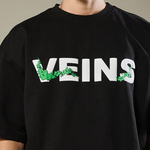 Gran oferta de Camiseta estampada de manga corta con hombros caídos y cuello redondo para hombre, camiseta de Terry de gran tamaño con estampado de hielo en mis venas para hombre - Product Image 5