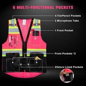 Gilet de sécurité FR Classe 2 ANSI Haute visibilité Imperméable Polyester Réfléchissant Chemise de travail en maille Logo personnalisé XS CE Sécurité Vente chaude - Product Image 4