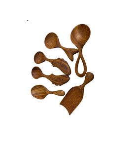 Noyer La cuillère en bois en forme de brindille/cuillère à thé en bois naturel avec longue poignée en anneau pour servir des ustensiles de cuisine - Product Image 4