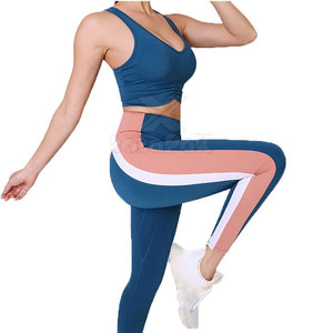 Nouvelle conception, ensemble de yoga pour femme, couleur unie, taille haute, effet push-up, taille élastique, logo avant, service OEM, ensemble 2 pièces, vêtements de sport respirants - Product Image 4