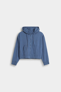 เสื้อฮู้ดดี้สีน้ำเงินเทรนดี้ทรงโออีเอ็ม หนานุ่ม พิมพ์ลาย ซิปหน้า ผ้าฝ้าย 100% มีกระเป๋าหน้า สไตล์สตรีทแวร์ แฟชั่น - Product Image 4