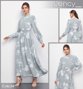 2024 Summer New Fashion Casual Flower Girls Floral Print Long Dress Plus Size Women's Dresses - Product Image 5