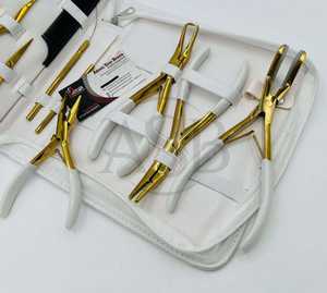 Kit d'outils Microlink Premium, pince pour extensions de cheveux à clipser en or blanc avec étui, logo personnalisé, boucle de tirage pour extensions de cheveux - Product Image 2