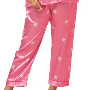OEM Printemps Été Femmes Pyjamas 2 Pcs Ensemble Satin de Soie Impression Numérique Vêtements de Nuit pour Femmes Deux Pièces Combinaison de Nuit pour Femmes - Product Image 4