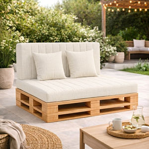 Ensemble de 4 coussins de palettes d'extérieur en tissu durable 120x80 + 120x50 cm pour canapé de jardin, 12 cm d'épaisseur, housse amovible, mobilier de patio - Product Image 1