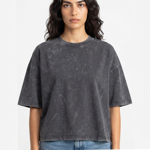 Wholesale High Quality <b>Women</b> Cropped Vintage Boxy Casual T-<b>Shirts</b> Summer Appliques Custom Logo 100% Cotton - Product Image 1