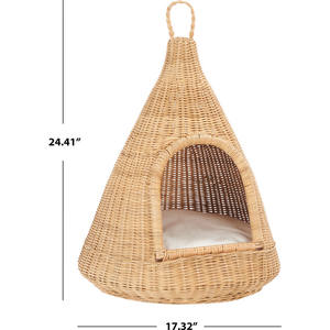 Casa para Gatos Colgante de Ratán Tejida a Mano, Cama para Mascotas de Mimbre Natural con Cojín para Decoración del Hogar, Hecha por VgreenArt en Vietnam - Product Image 4