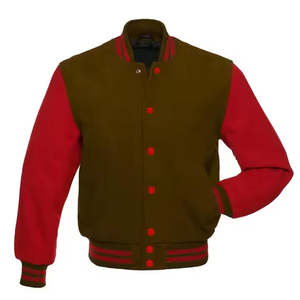 Vente en gros Vestes universitaires unisexes Logo personnalisé Manteau en coton col montant décontracté Baseball Letterman polaire - Product Image 3