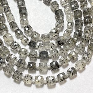 7-8MM Blanc Dot Quartz Facettes Boîte Forme Perles Calibré Carré Pierre Précieuse pour la Fabrication de Bijoux - Product Image 5