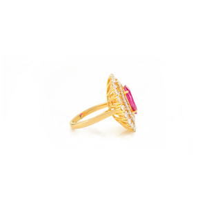 Fine magnifique haute qualité rubis naturel et diamant réel K14 or jaune bague de Cocktail femmes accessoires de mariage bijoux de luxe - Product Image 5