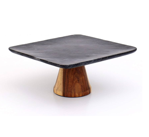 Stand de gâteau en marbre de mariage décoratif de luxe rond en bois et marbre de style indien avec produit fait main en gros - Product Image 1