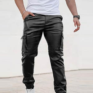 Pantalones de Cuero Casuales para Hombre, Diseño Superior Personalizado, Alta Calidad, Ligeros, Características Ecológicas, Logotipo Personalizado, Corte Recto, Tiro Medio - Product Image 2