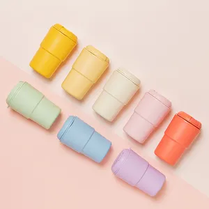 韩国设计双壁马克杯可重复使用杯盖12盎司350毫升韩国制造12种颜色