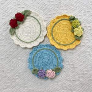 Posavasos de Tulipán Amigurumi Floral Tejido a Mano, Aislante, Regalo de Navidad y Boda, Mantel Creativo, Cojín para Bebidas - Product Image 6