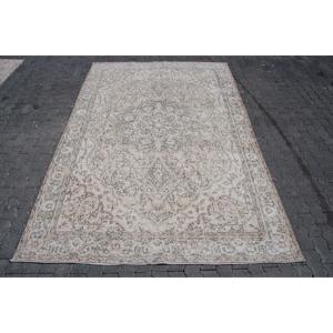 พรมขนาด 6.7x9.8 ฟุต, พรมวินเทจตุรกี, พรมลายดอกไม้สีเทาแดง - Product Image 1