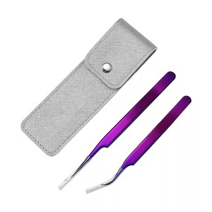 Pincettes d'extension de cils 2 pièces pointes droites et incurvées pointues ensemble de pincettes pour cils en vison volumineux - Product Image 2