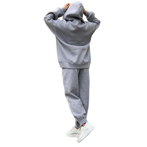 Ensemble 2 pièces à épaules tombantes pantalon de jogging Sweat-shirt avec pantalon de survêtement Sweat à capuche vierge surdimensionné - Product Image 5