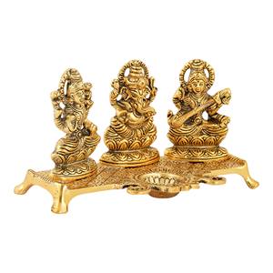 <b>Gold</b>-Plated Metal Laxmi Ganesh Ji Saraswati Ji <b>Statue</b> Model Home Decoration Business Gifts Festive Occasions Religious Use Smart - Product Image 4