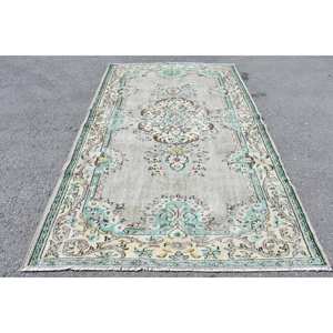 Classique gris vert 5.4x9.2 pieds grande surface tapis turc laine matériel Latex support Patchwork motif abstrait écologique - Product Image 1