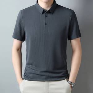 <b>Men</b> Ice Silk <b>POLO</b> Shirt Short Sleeve T-shirt Jacquard Non Iron Lapel Collar Business Youth Popular Male <b>Tops</b> Casual T-shirt - Product Image 5