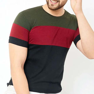 Vibrant <b>Red</b> Short-Sleeved <b>Men's</b> <b>T</b>-<b>shirt</b>, Round Neck Summer Fashion with Colorful Pattern Prints, crafted for breathability - Product Image 6