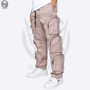 Pantalon cargo décontracté en toile légère à 6 poches avec logo et design personnalisés pour hommes - Product Image 4
