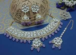 Indian Traditional Kundan Silver Plated Jewellery Set and Copper Necklace Set for Women & <b>Girl</b> Indian <b>Accessories</b> Jewlery Women - Product Image 4