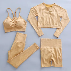 ชุดโยคะของผู้หญิงชุดโยคะผ้าไนลอน2ชิ้นแบบ100% ยางยืดหยุ่นได้มีสไตล์ล่าสุดติดป้ายตามต้องการ - Product Image 1