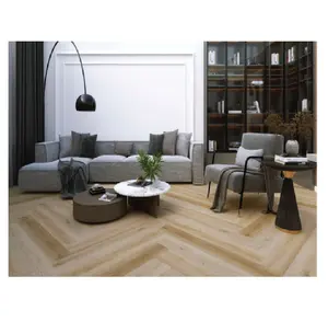 Layanan OEM dekorasi rumah dalam ruangan Modern Eropa ubin Interior dengan SPC vinil ubin lantai efek kayu antiselip komposit plastik