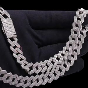 925 plata esterlina fina chapada en oro D VVS Natural Moissanite Lab Grown Diamond Hip-Hop collar cubano Cadena de eslabones para hombres/mujeres - Product Image 3