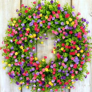 A163ser Ghirlanda Artificiale di Alta Qualità Ispirata al Cottage, Stile Rustico Colorato con Fiori Secchi per Decorazioni Domestiche o Laurea - Product Image 1