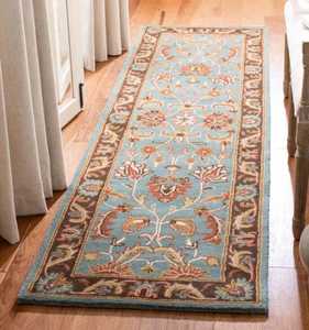 Alfombra de lana con mechones a mano tradicional personalizable de corredor largo en azul marrón Disponible en varios tamaños Colores-Alfombras y conjuntos - Product Image 4