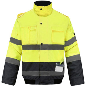 Blouson aviateur de sécurité à manches longues pour hommes, vêtements de travail de construction d'hiver réfléchissants à capuche haute visibilité, résistant à l'eau et à l'eau - Product Image 3