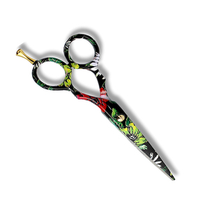 Tijeras de Peluquería con Reposadíces Dorado, Mango de Lujo, Tijeras de Corte de Pelo para Salón, Recubrimiento de Papel Floral, Acero Metálico - Product Image 5