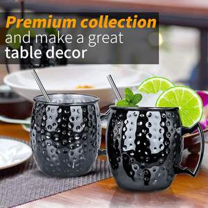 Vente en gros de tasses à Moscow Mule en acier inoxydable, tasses à placage noir en gros pour boissons froides, café, vin, cocktails, cadeau de mariage - Product Image 4