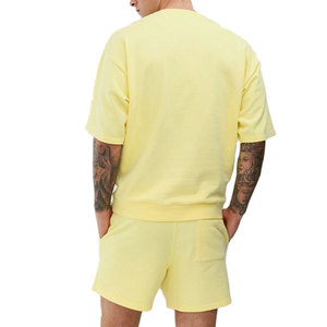 Conjunto de 2 Piezas Transpirable de Verano para Hombre, Traje Casual de Playa, Camisa de Manga Corta Lisa con Pantalones Cortos, Talla Grande, 100% Algodón - Product Image 2