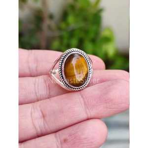 Handmade 925 Sterling <b>Silver</b> Women's Boho <b>Ring</b> Natural Tigers Eye Oval <b>Silver</b> <b>Statement</b> <b>Ring</b> for Gift - Product Image 6