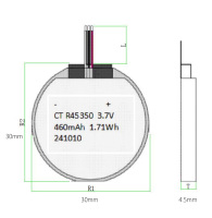 Batterie Polymère Ronde 3.7V 460mAh Direct Usine, Silicium Carbone, 1000 Cycles, pour Appareils Portables, AR, IoT, Médicaux et Audio Intelligents