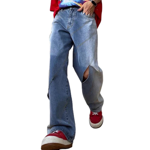 Pantalones vaqueros de talla grande transpirables al por mayor para hombre, pantalones ajustados, pantalones vaqueros rectos lavados para hombre, pantalones vaqueros de motorista para hombre - Product Image 2