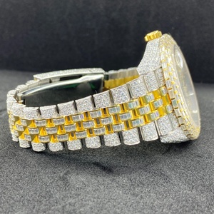 Montre de luxe en or blanc glacé Hip Hop 2023, cuir, diamants Moissanite VVS, mouvement mécanique automatique ETA, tourbillon volant, analogique - Product Image 4