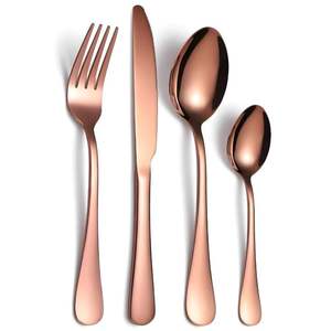 Ensemble de couverts en acier inoxydable durable de style américain, poli miroir, prise en main facile, pour les fiançailles, les mariages, les fêtes, la décoration de table - Product Image 2