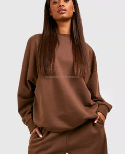 Sudaderas con estampado personalizado informal para mujer, insignia bordada, ropa de calle frontal, tela de lana, MOQ bajo superior - Product Image 3