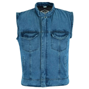 Nouvelle conception de veste sans manches tendance unisexe pour hommes et femmes, veste en jean de cow-boy, veste en jean à capuche pour femmes - Product Image 1